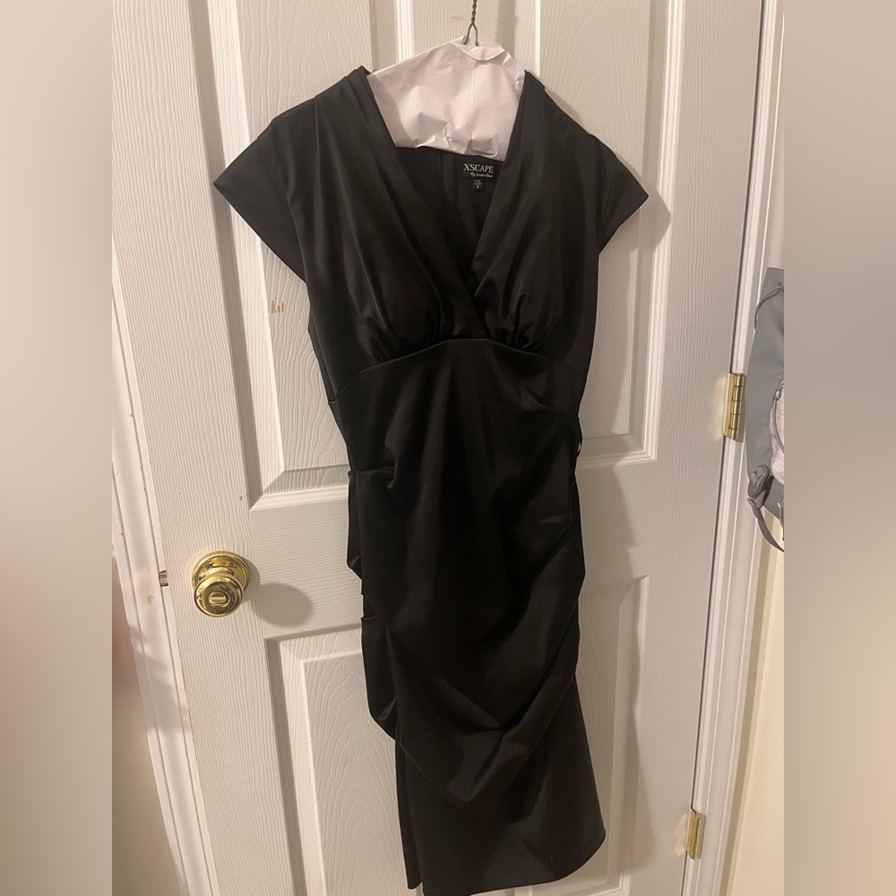 Xscape Women's Asymmetrical Black Dress